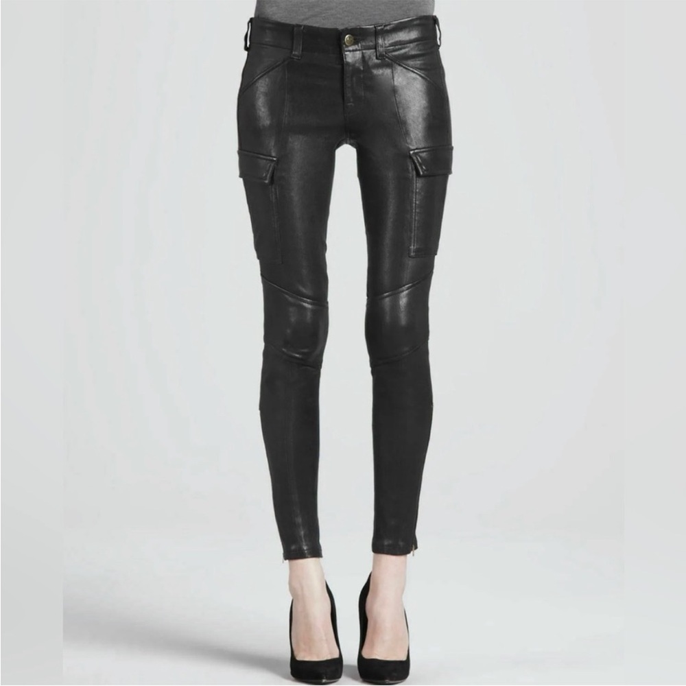 J Brand Houlihan 100% Leather Low Rise Skinny Cargo Pants 26